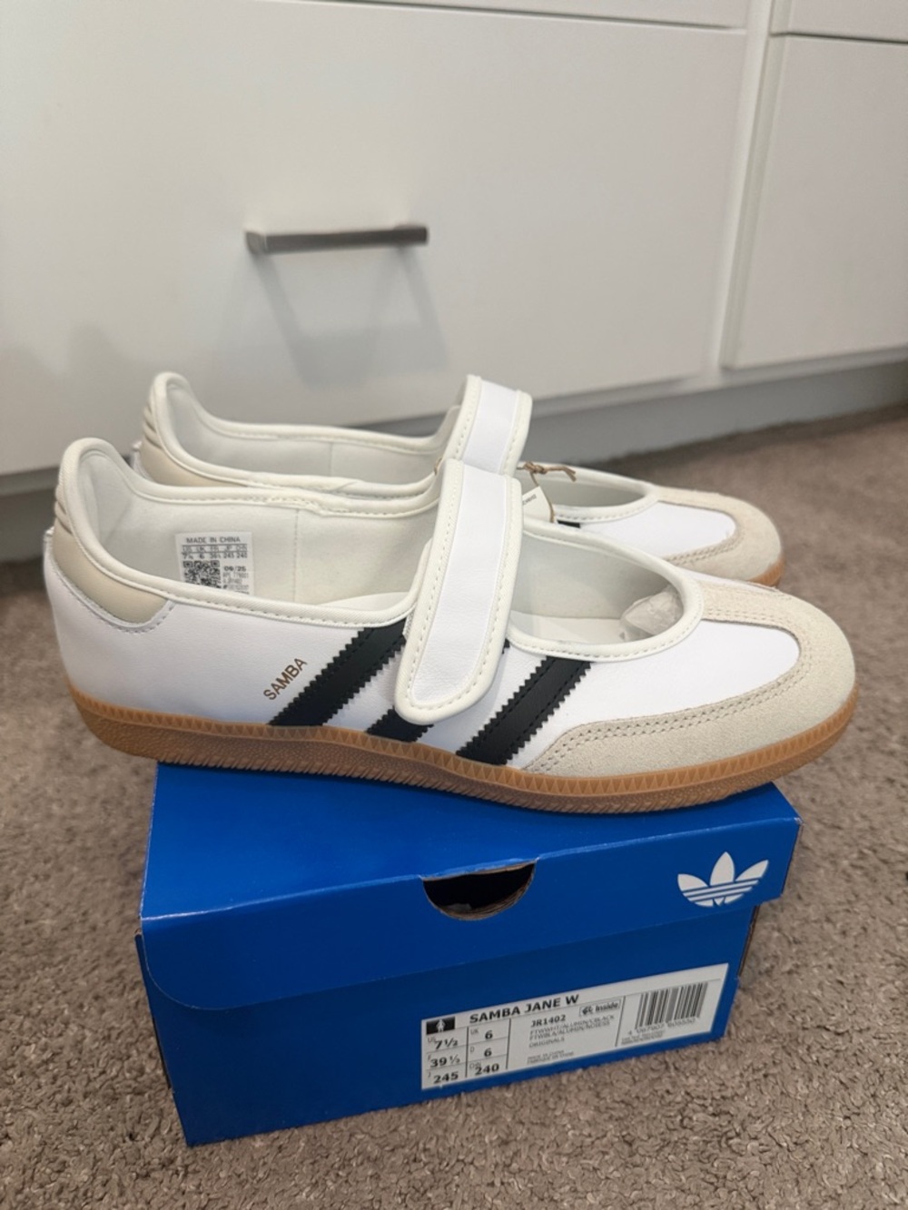 Adidas Samba Jane Mary-Jane Sneakers - White/Black/Tan - Picture 3 of 7